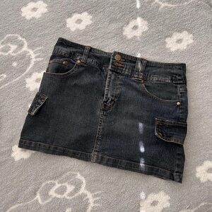 Casual Black Denim Mini Skirt